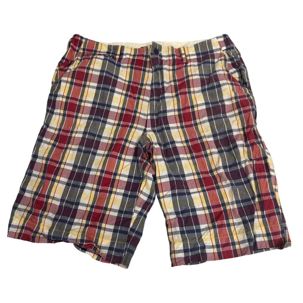 Polo Jeans Co Ralph Lauren Mens 36 Plaid Shorts Red Yellow Blue Cotton Madras